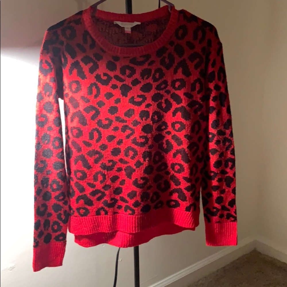 Red Leopard Print Sweater